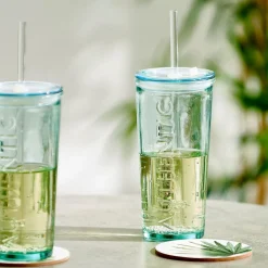 AUTHENTIC Verre Avec Paille Transparent