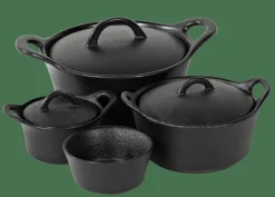 FERO Pot Allant Au Four Avec Couvercle 40 CL Noir