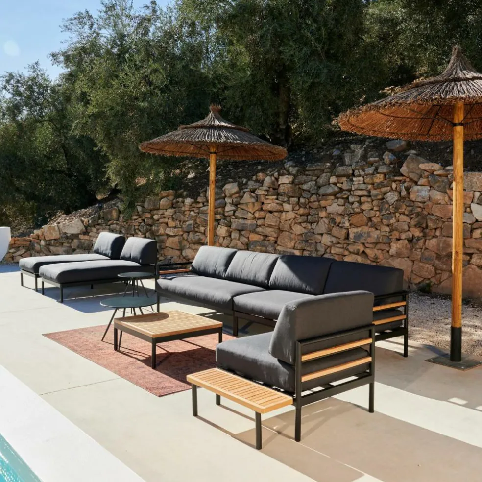 HANNA Chaise Longue Teck Noir