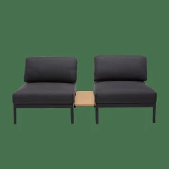 HANNA Lounge Teck Table D'appoint Noir, Naturel