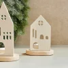 HOME Porte-bougie Chauffe-plat Blanc, Naturel