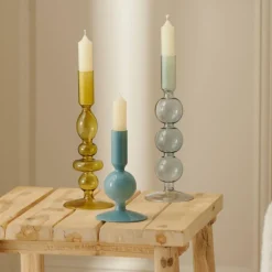 ISA Bougeoir Opale Bleue Bleu