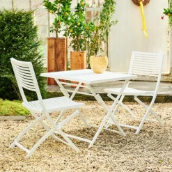 JESSE Ensemble Bistrot Rectangulaire Blanc