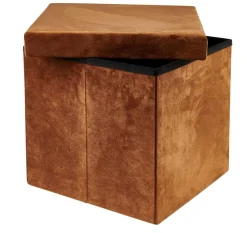 STOR Pouf Pliable Avec Rangement Caramel
