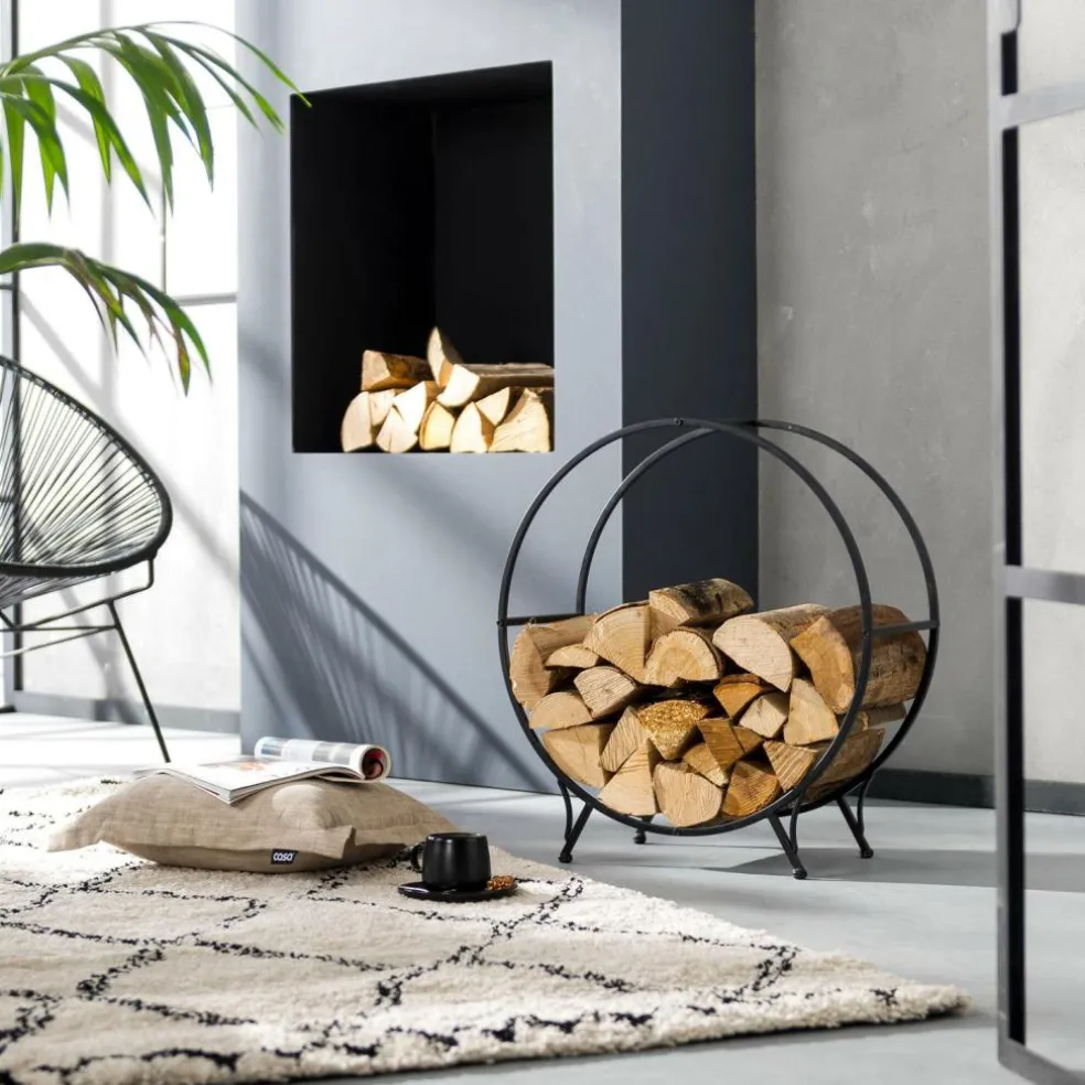 WHEEL Étagère Pour Bois Noir