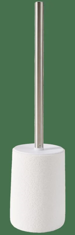 WHITE ELEGANCE Brosse WC Avec Support Blanc, Argent