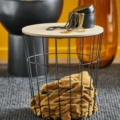 WIRE Table D'appoint Noir, Naturel
