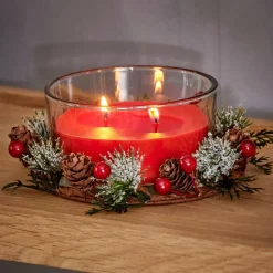 XMAS Bougie Avec Déco Rouge