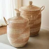 YASMINE Panier De Luxe Avec Couvercle Blanc, Naturel